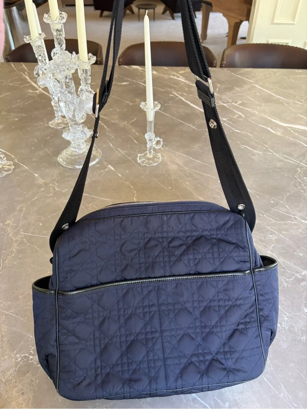 Dior Quilted Nylon Tote Navy & Black